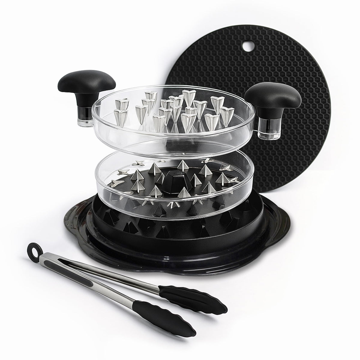 Prepmate Chicken Shredder, Heavy Duty Highly Durable Chicken Shredder Tool Twist, Meat Shredder Machine, BPA Free, Strong Anti-Slip Mat & Tongs, Dishwasher Safe, Suitable for Pork Beef Chicken