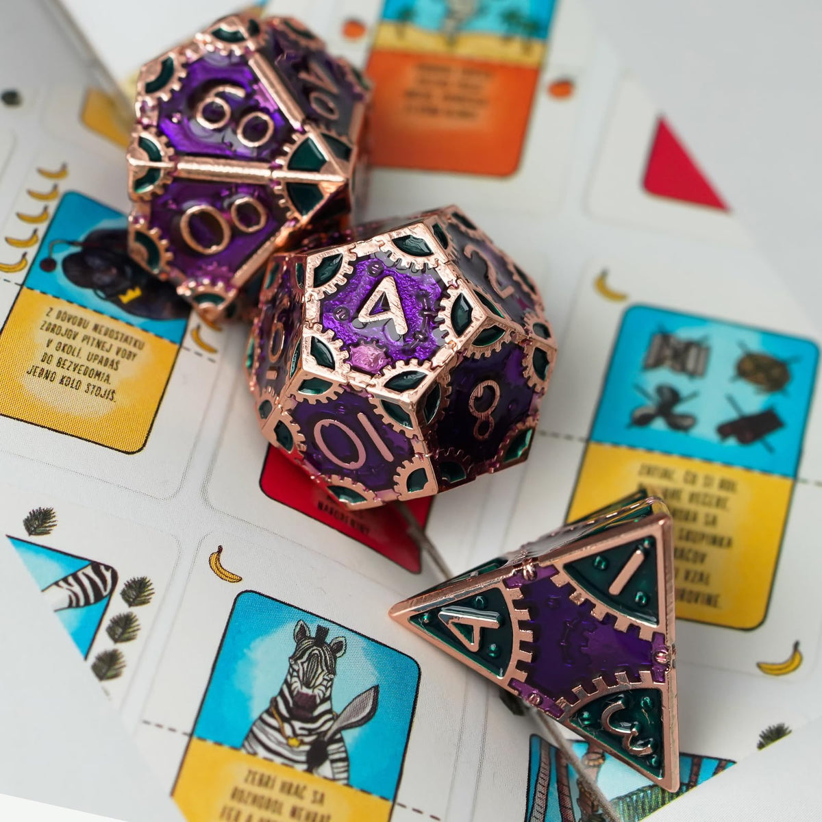 UDIXI Metal Dice Set D&D, 7PCS Metal DND Dice Steampunk Gear D and D Dice for Dungeons and Dragons Role Playing Games and Other Tabletop Game (Purple)