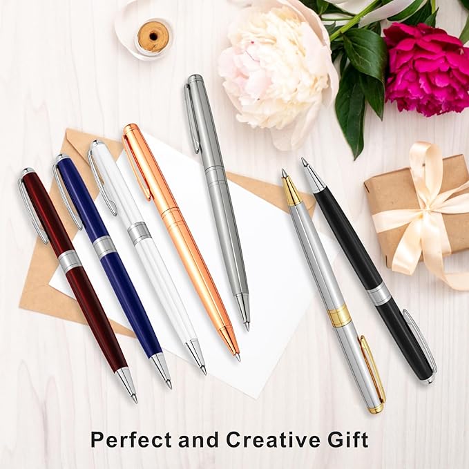 Cambond Ballpoint Pens Red Pen - Black Ink Fancy Pens for Journaling Gift Business Men Police Flight Attendants, Smooth Writing 1.0 mm Medium Point, 3 Pens with 3 Extra Refills (Red)