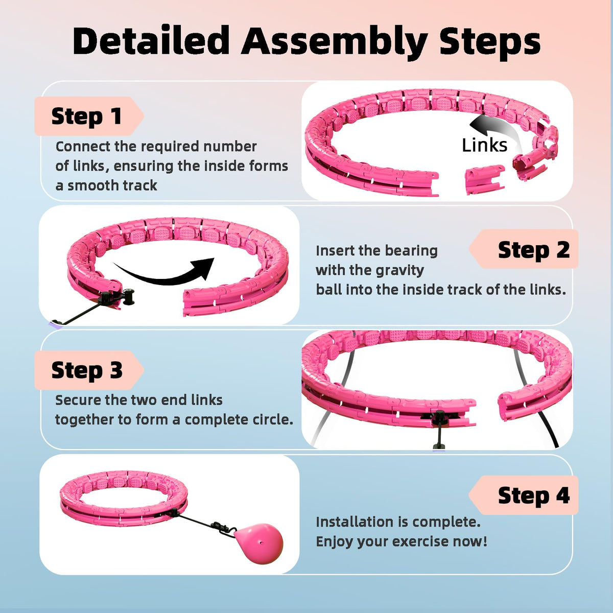 Argvsde Weighted Hula Infinity Fitness Hoop for Adult Weight Loss, 2 in 1 Smart Fitness Workout Hula Circle Hoops with 28 Detachable Knots, Exercise Fit Hoop Suitable for Women and Beginners