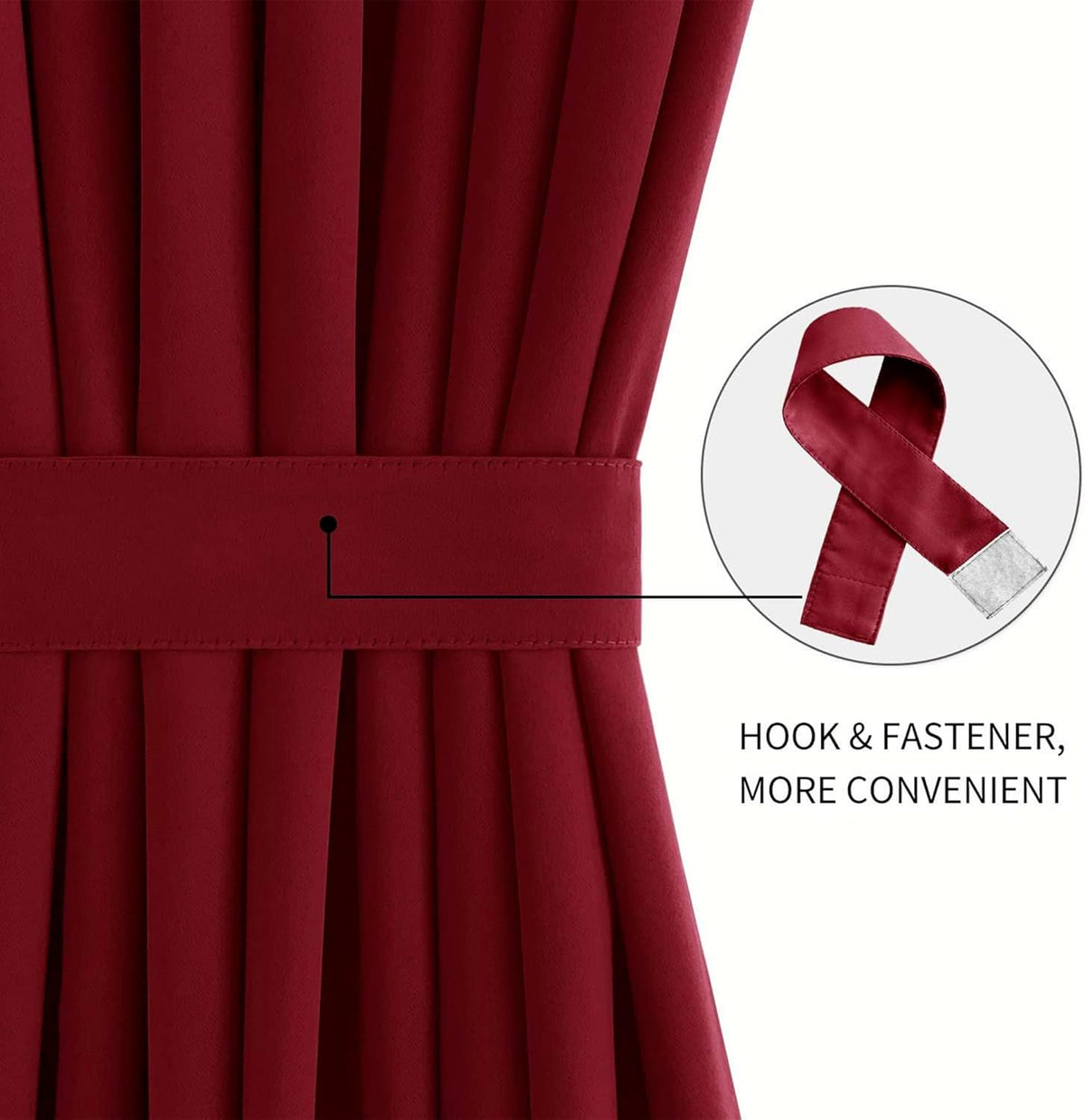 DWCN French Door Curtains – Rod Pocket Thermal Blackout Curtain for Doors with Glass Window, Kitchen and Patio Doors for Privacy, 54 X 80 Inches Long, 1 Curtain Panel with Tieback, Burgundy