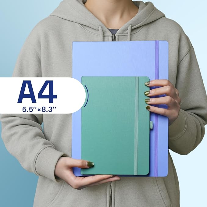 A4 Lined Journal Notebook, 8mm Ruled Notepad, Journaling for Writing, Work, School, Travel and Note Taking, Hardcover 160 Pages (80 Sheets) 8.27 x 11.6 inches (3 Pack Blue)