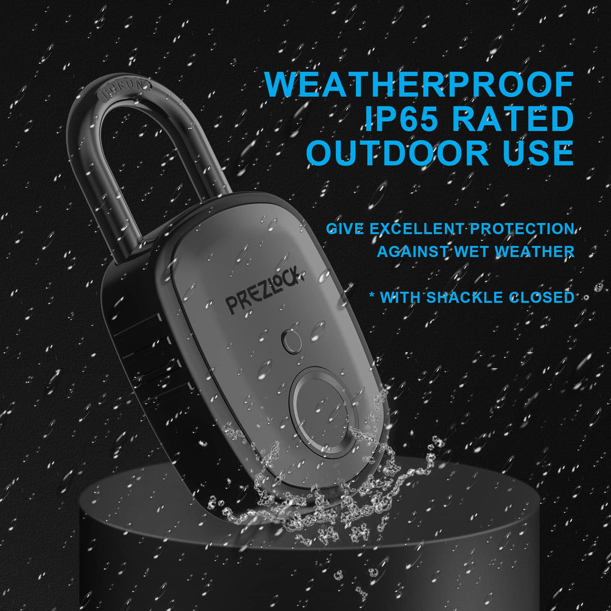 Fingerprint Padlock with Key Backup, 2keys, Prezlock, Smart Padlock with Keyless Biometric, Suitable for Outdoor and Heavy Duty, IP65 Waterproof. Graphite
