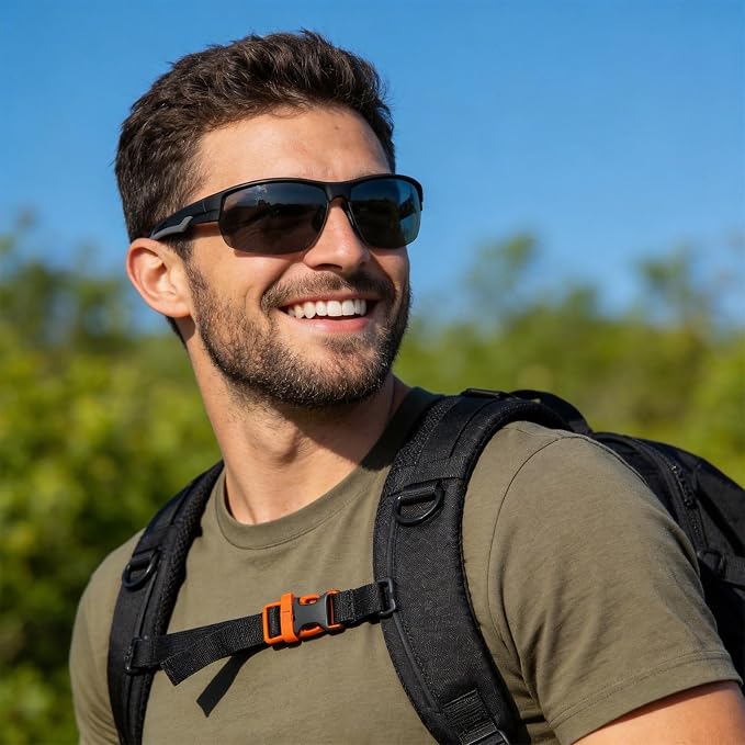 Missfive 2 Pack Mens Preferred Bifocal Sunglasses with Readers Built in, Sporty Semi-Rimless Wrap Dark Reading Glasses UV400 Protection, Adjustable Nose Pad Sun Reader for Outdoor/Driving +1.25