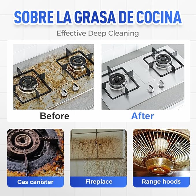 Multi-Purpose Powerful Cleaner for Kitchen, Upgrade Heavy Kitchen Grease Remover, 3 In 1 Coconut Oil Natural Cleanser for Faucets, Tiles, Oven & Stove Top (1)