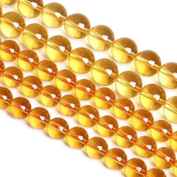 8MM 46PCS Natural Crystal Stone Clean Citrine 3A Grade Loose Beads for Jewelry Making DIY Bracelet