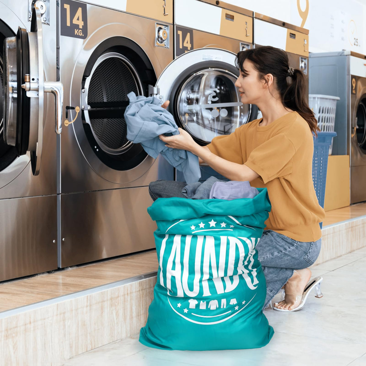 F-color Travel Laundry Bags 2 Pack - Cruise Essentials 2025 Large Dirty Clothes Travel Bag with Drawstring Closure for Cruise Cabin Camp and College Dorm Essentials, Blue +Grey