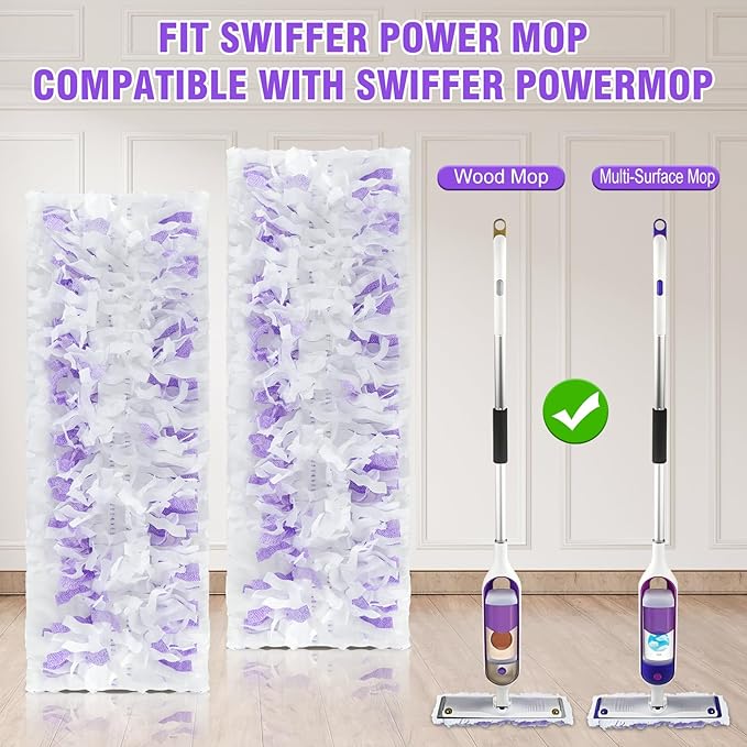 60 Pack Power Mop Refill Pads for Swiffer Power Mop, Disposable Spray Wet Pads Refill for Swiffer PowerMop Multi-Surface Mopping Pad Refills,Mop Head Replacement for Floor Cleaning