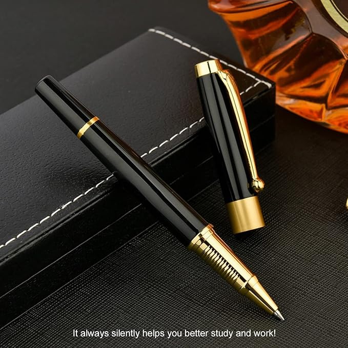 YIVONKA Ballpoint Pen Black Refill,Luxury Ballpoint Line width 0.5mm,Best Ball Pen Gift Set for Men & Women Professional Executive,Office,Nice BallPens Classy Gift Box (2 Black)