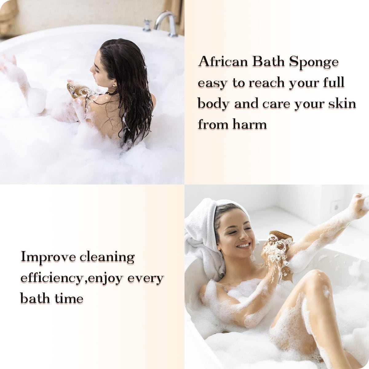 Dr.Pedi 3 Pieces African Net Sponge with Handles Long African Exfoliating Net Washcloth Bath Sponge Net Cloth Wash Net Body Back Scrubber for Shower Loofah