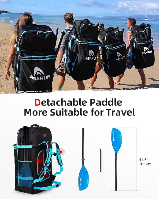 Abahub Adjustable Kayak Paddle 210-230 cm/ 230-250 cm Floating Kayaking Oars Boating Oars Canoeing Oars Black