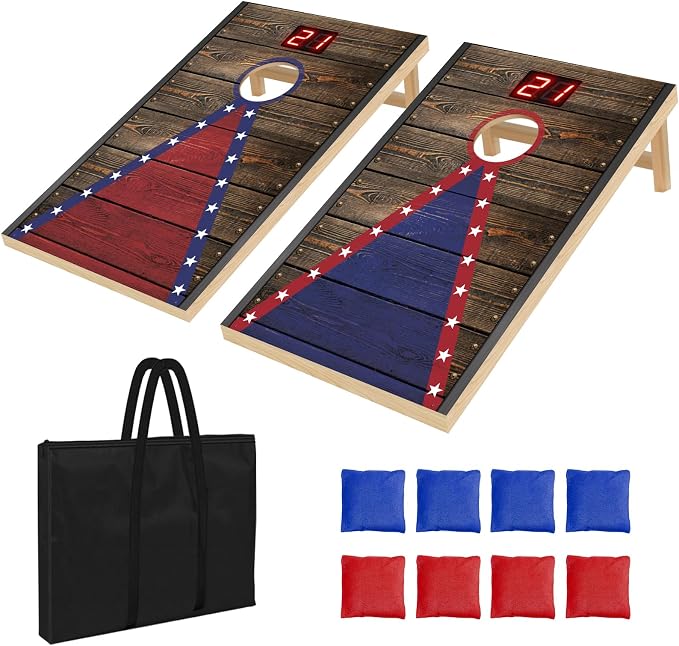 Cornhole Board Set with 8 Bean Bags 3x2 ft Portable Tabletop Cornhole Game Set for Home Office Corn Hole Games for Adults Kids Indoor Outdoor Games
