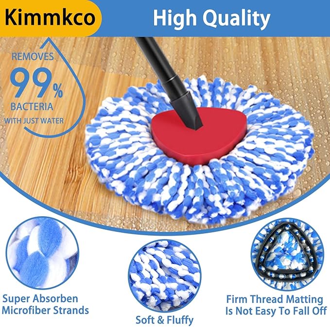 4 Pack Spin Mop Head Replacement for O Cedar RinseClean Spin Mop Refill, Mop Replace Head for Only 2-Tank System, Fluffy Microfiber, Machine Washable
