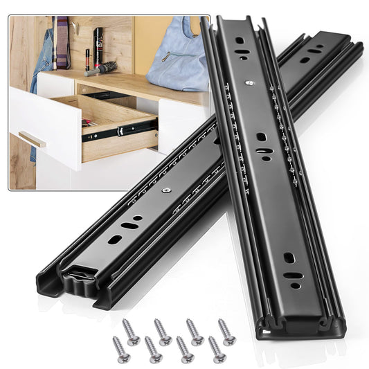 VAGUDE Drawer Slides 1 Pair Full Extension 10 12 14 16 18 20 22 24 inch Side Mount Rails Dresser Cabinet Bracket Replacement Ball Bearing Tracks Guide Metal Runner 100 LB (Basic-1 Pair, 10 Inch)