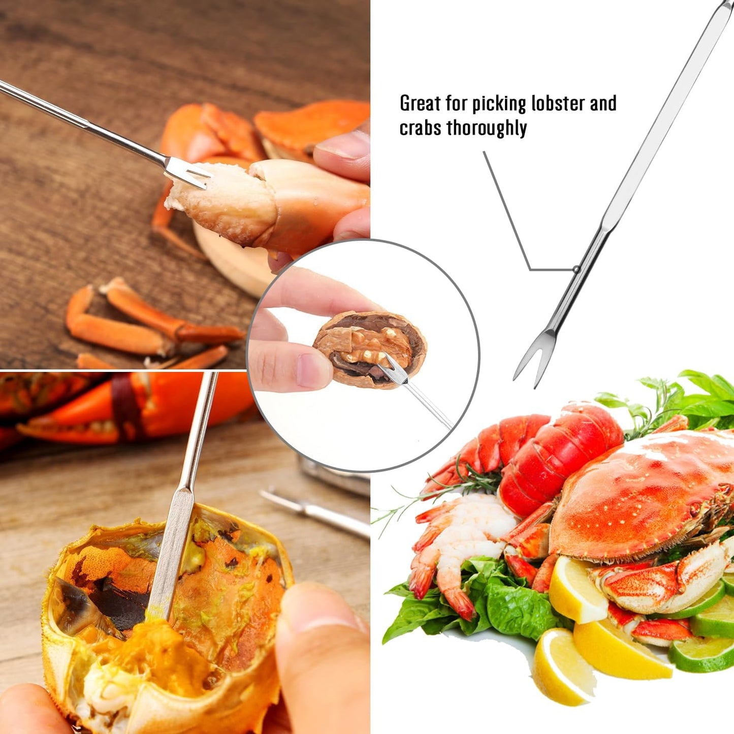 20-Pack Crab Crackers and Tools Set,Seafood Boil Party Supplies Includes 6 Crab Crackers, 6 Lobster Shellers, 6 Crab Leg Forks/Picks and 2 Seafood Scissors & Black Storage Bag - Nut Cracker Set