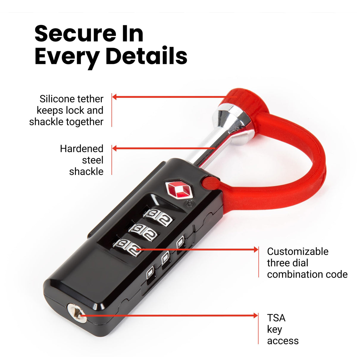 NANUK TSA Approved Lock – Durable, Secure Travel Case Lock with Cut-Resistant Steel Shackle & Rustproof