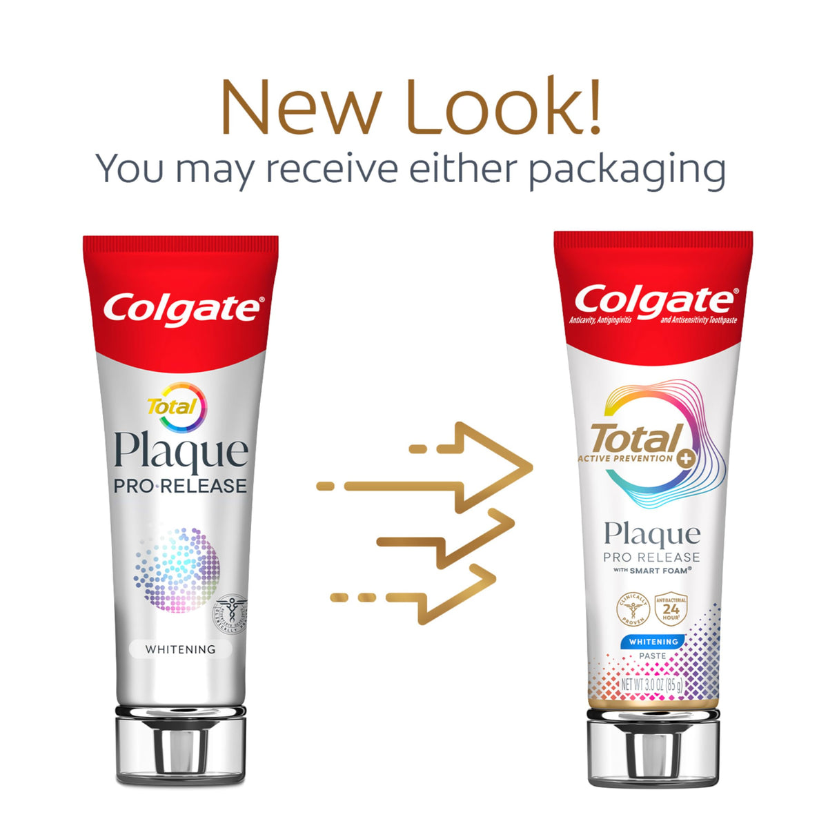 Colgate Total Plaque Pro Release Whitening Toothpaste, 2 Pack, 3.0 Oz Tubes