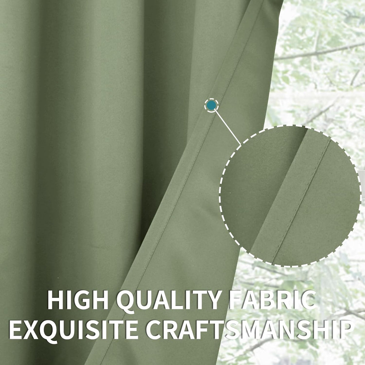 BGment Olive Green Blackout Curtains 63 Inch Length for Bedroom - Rod Pocket Thermal Insulated Room Darkening Drapes for Living Room Office, 52 x 63 Inch, 2 Panels
