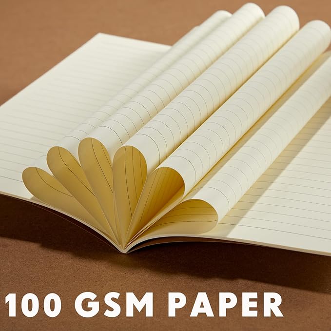 100 Pcs Kraft Notebook Journals 5.5 Inch x 8.3 Inch A5 Softcover Notebooks Bulk for Writing Sketch Office Notepad with 60 Pages 30 Sheets (Multicolor,Lined)(Brown,Lined)