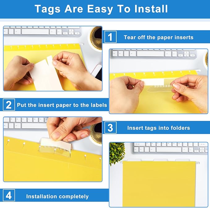 60 Pack Hanging File Folders Letter Size, Colored Hanging Folders with 1/5-Cut Adjustable Tab, Extra Capacity Hanging File Folders, 1 Inch Expansion, Perfect Office, Home, Classroom Supplies