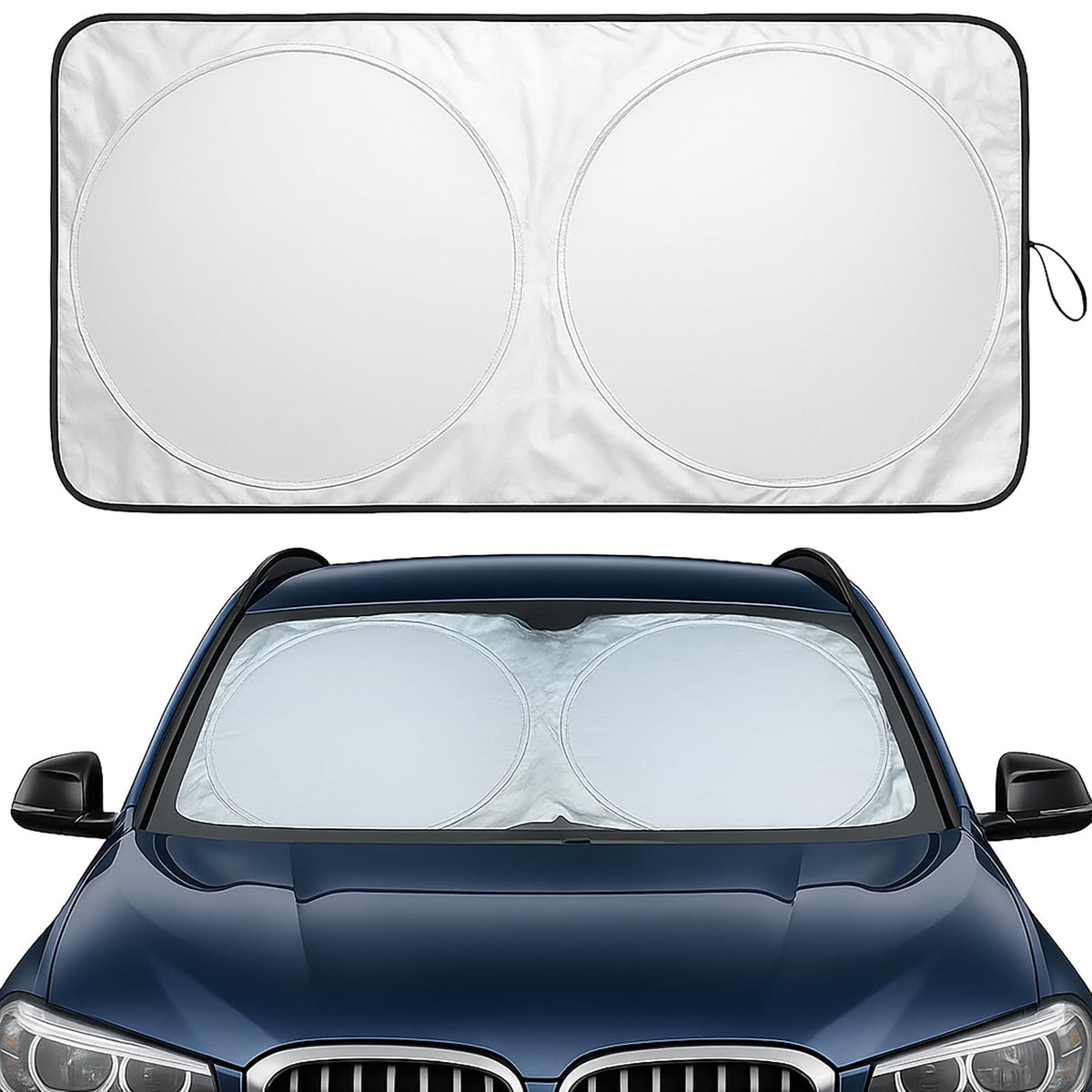Car Windshield Sun Shade - Foldable Reflective Sun Visor for Cars, SUVs, Trucks, and Vehicles | Heat Blocking Sunshade to Keep Interior Cool | Summer Automotive Accessories