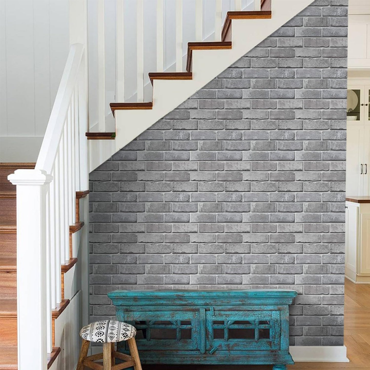 Commomy 3D Brick Peel and Stick -10 pcs 11.8"X11.8" Small Size Thin PVC Faux Brick Wall Panels Farmhouse 3D Wall Panels for Living Room,Bedroom,RV, Kitchen,Fireplace