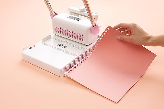 We R Memory Keepers, Cinch Book Binding Machine 2, Pink/White, Easy to Use Design with Slide Ruler, Compatible with Wire or Spiral Coils, Make Professional Books, Notebooks, Calendars and More