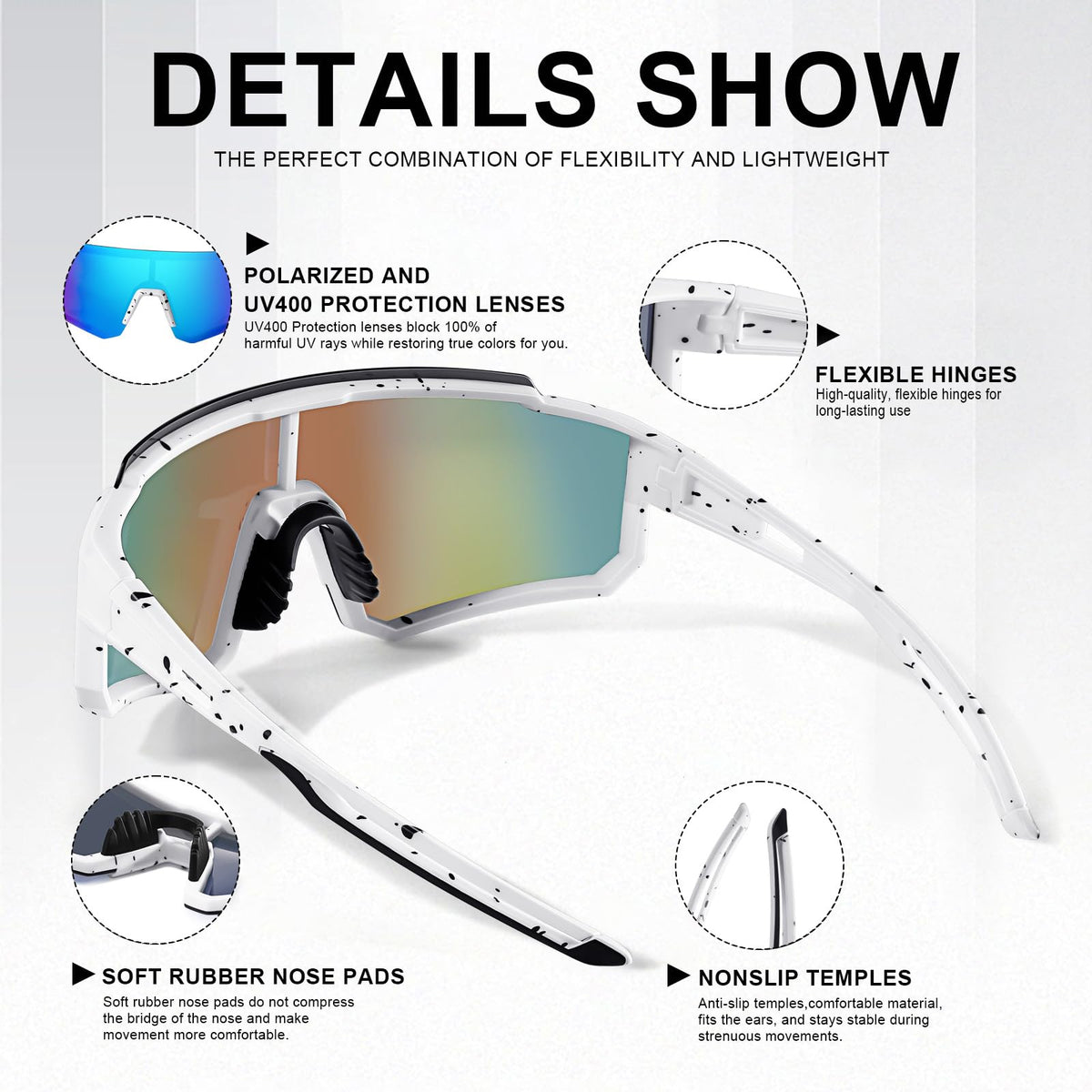 TURBOPEP Polarized Sports Sunglasses for Men and Women,Fishing Cycling Mountain Bike Baseball Sunglasses with UV Protection
