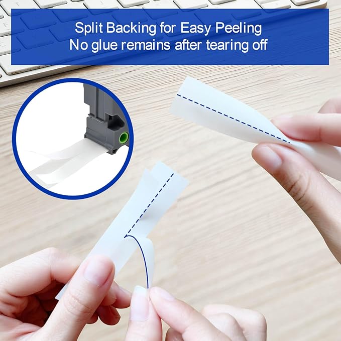 10-Pack TZe-241 18mm Label Maker Tape Replacement for Brother P Touch TZe TZ Tape 18mm 0.7 Laminated White for Brother Label Maker PT-D400 PT-D410 PT-D600 PT-D610BT PT-2430, Black on White, 3/4 Inch