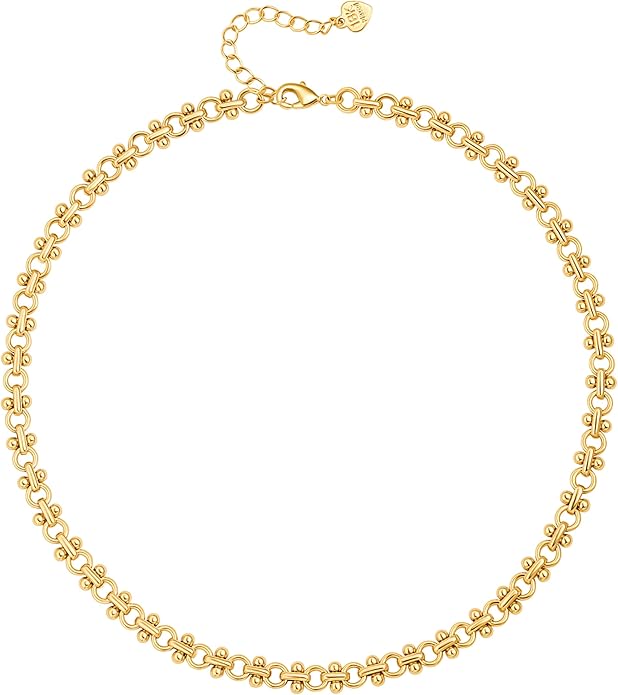 Aobei Pearl 18K Gold Plated Paperclip Chain Choker Satellite Chain Freshwater Cultured Biwa Pearl Pendant Necklace Dainty Jewelry for Women