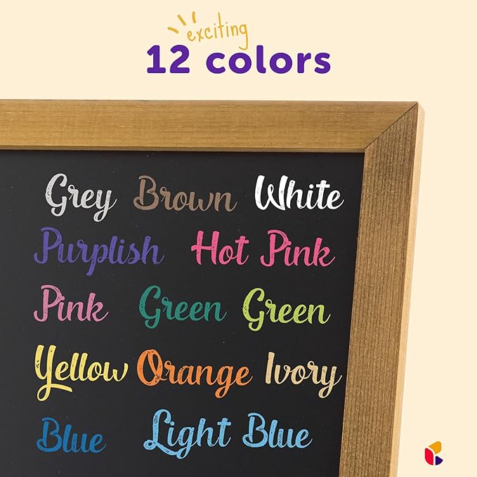 kedudes Chalk for Kids - 24 Pack Colored Chalks for Chalkboard - 12 Pack of Dustless White Chalks and 12 Pack of Assorted Colors - Chalk for Kids and Toddlers - 2 Boxes, White and Multicolor