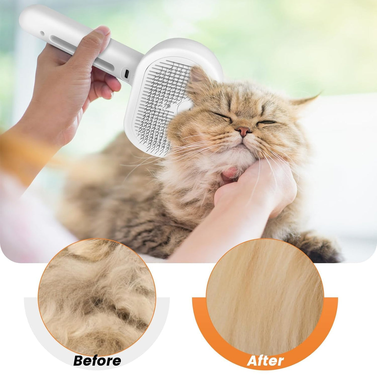 Cat Steam Brush, Pet Spray Hair Removal Comb with Release Button for Shedding & Grooming, Water Brush for Indoor Cats Dogs
