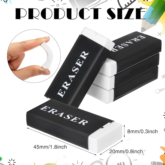 144 Pieces White Pencil Erasers Bulk Soft Art Erasers Pencil Erasers Large Rubber Erasers for Drawing Kids Student Artist Office Home Classroom Writing 1.8 x 0.8 x 0.3 Inch