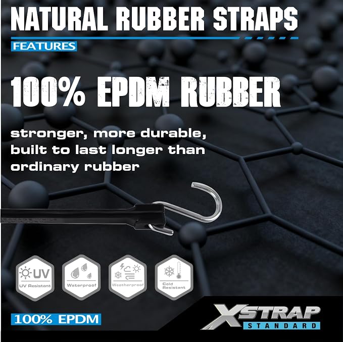 XSTRAP STANDARD 20 Pack 21'' Adjustable Rubber Tarp Straps, EPDM Bungee Cords with Hooks, Ideal for Securing Tarps, Canvases, Flatbed Trailers