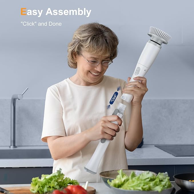 LABIGO Electric Spin Scrubber LA2 Pro, Shower Power Cleaning Brush with Display and 4 Replaceable Heads,2 Adjustable speeds, 3 Extension Handle, for Bathroom Floor Tile