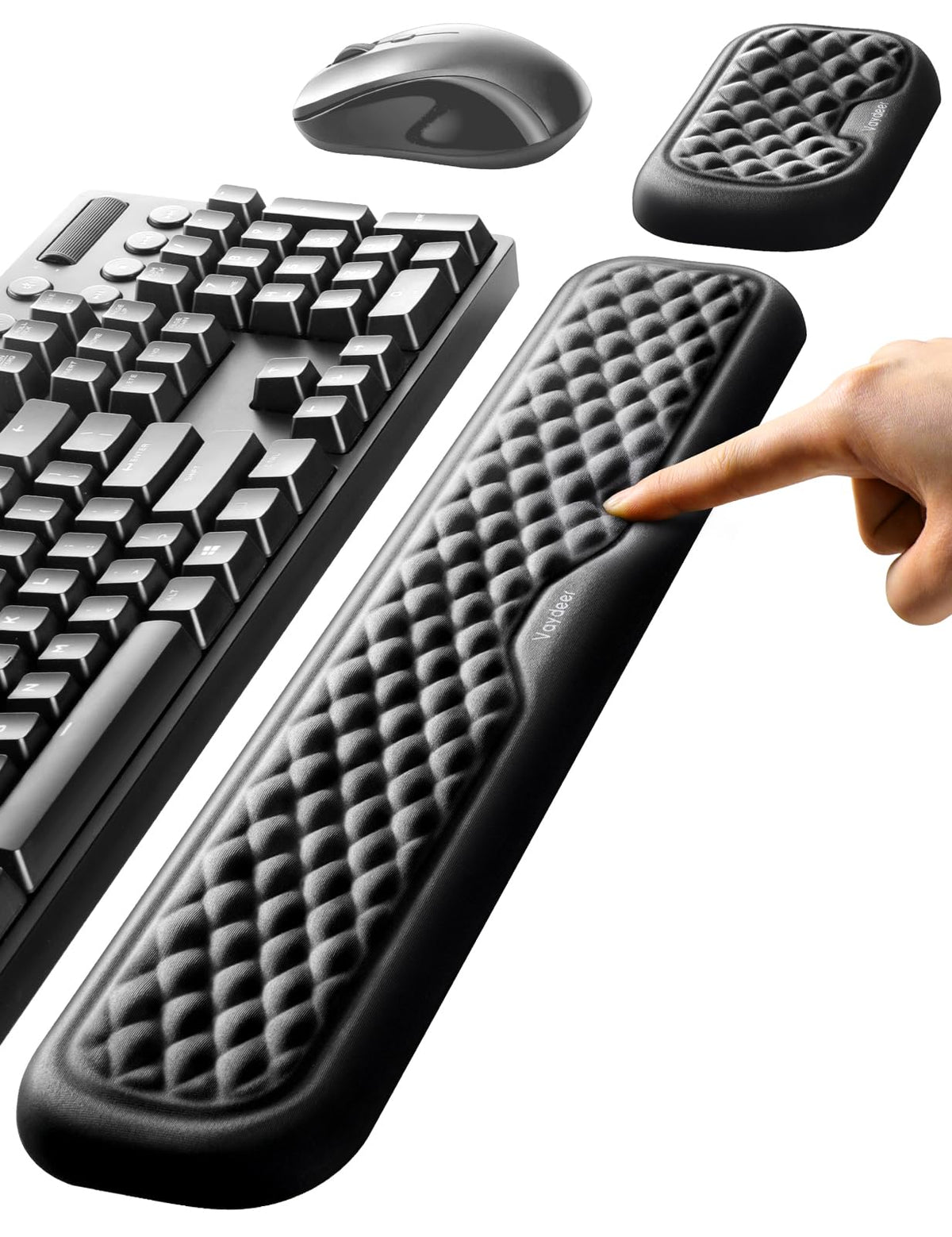 Vaydeer Wrist Rest for Keyboard and Mouse, Computer Ergonomic Wrist Support Pad, Soft Memory Foam Arm Cushion for Desk, Palm Hand Office Laptop Typing