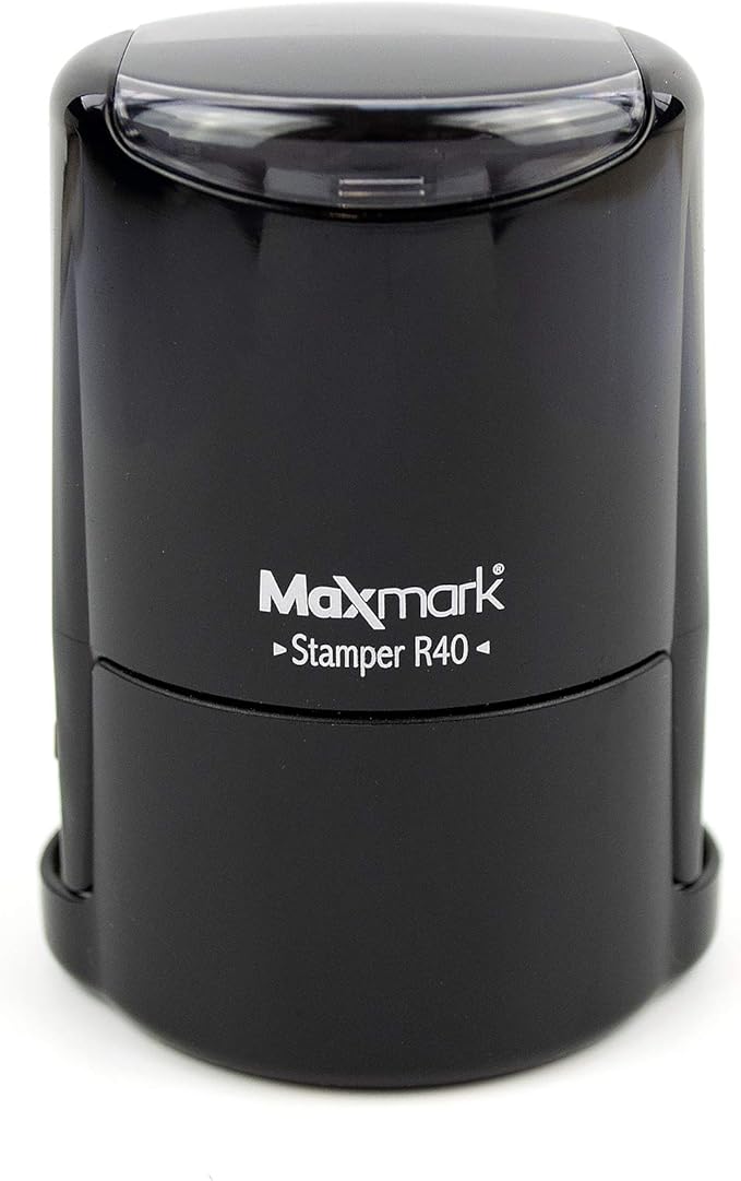 MaxMark Round Notary Stamp for State of Florida- Self Inking Stamp - Top Brand Unit with Bottom Locking Cover for Longer Lasting Stamp - 5 Year Warranty
