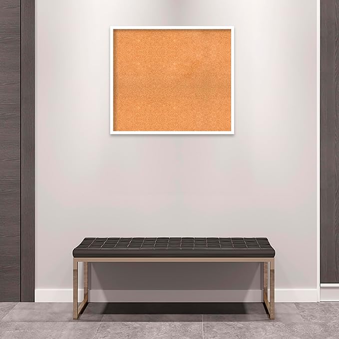 Amanti Art Natural Cork Board for Wall, 27x31 Vision Board with White Frame, Large Corkboard Office Decor for Home Organization, Modern Corkboard Pinboard to Display Items for Home Organization in
