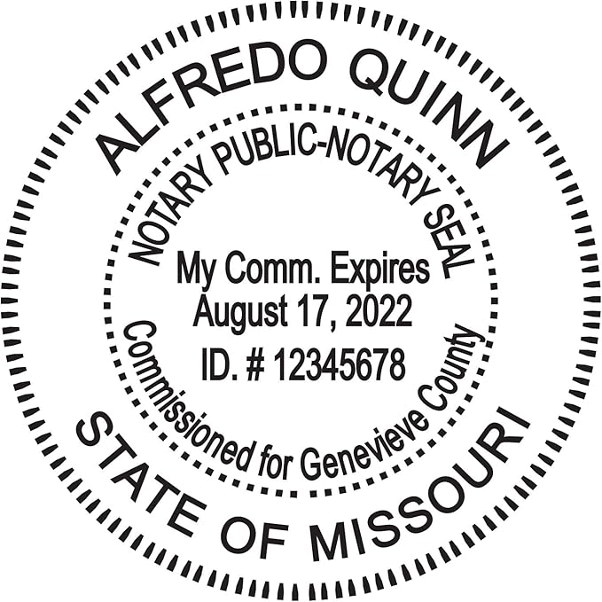 Round Notary Stamp for State of Missouri- Self Inking Stamp - Top Brand Unit with Bottom Locking Cover for Longer Lasting Stamp - 5 Year Warranty