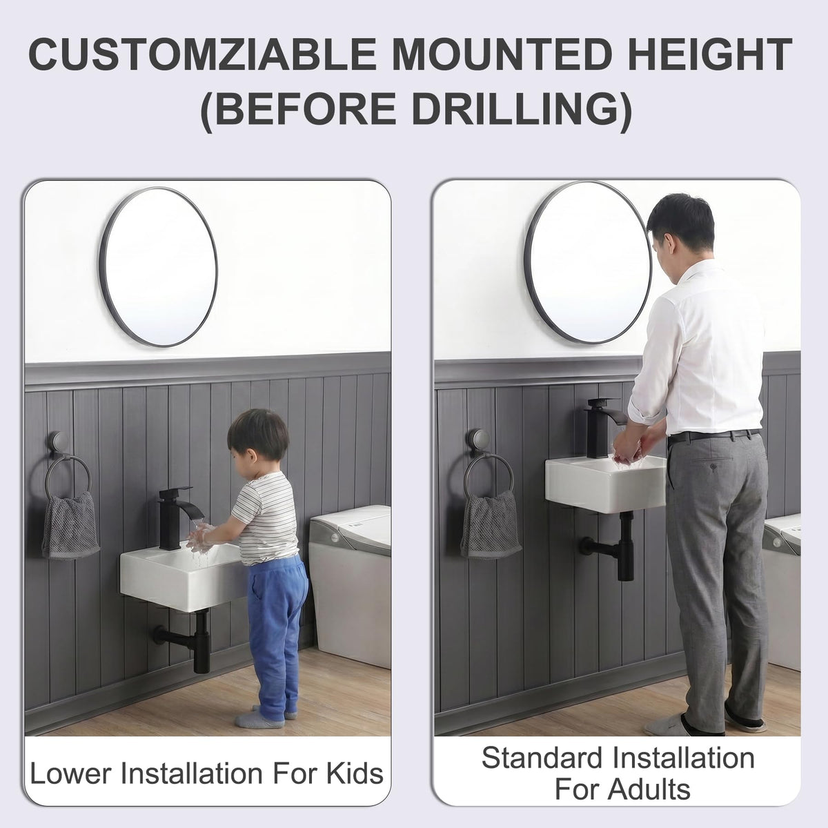 DEHOMEN Compact Wall Mount Bathroom Sink 14-inch Small Rectangular Wall Hung Floating Vessel Basin Classic Lavatory for Tiny Bathroom Vanity,White