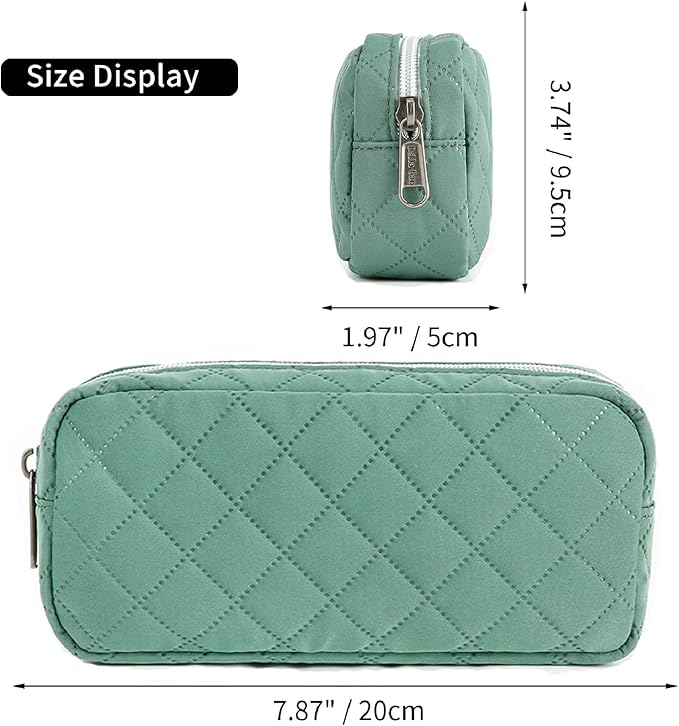 Della Gao Small Pencil Case Large Capacity Pencil Pouch Marker Pen Bag Coin Pouch Office Stationery Organizer (Dark Green)
