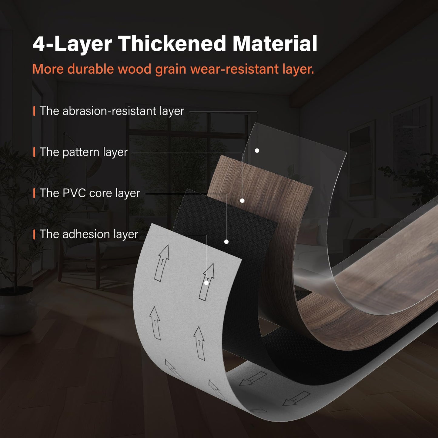 Peel and Stick Floor Tile, INMOZATA 36-Pack 54 Sq.Ft Self Adhesive Vinyl Plank Flooring Wood Grain Look 36x6 Inch Waterproof Tile Sticker for Bedroom, Living Room, Kitchen, RV (Smoked Brown)