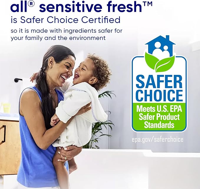 all sensitive fresh™, Spring Breeze, Scented Liquid Laundry Detergent for Sensitive Skin, Hypoallergenic, Free of Dyes, Concentrated, 82.5oz, 110 Loads