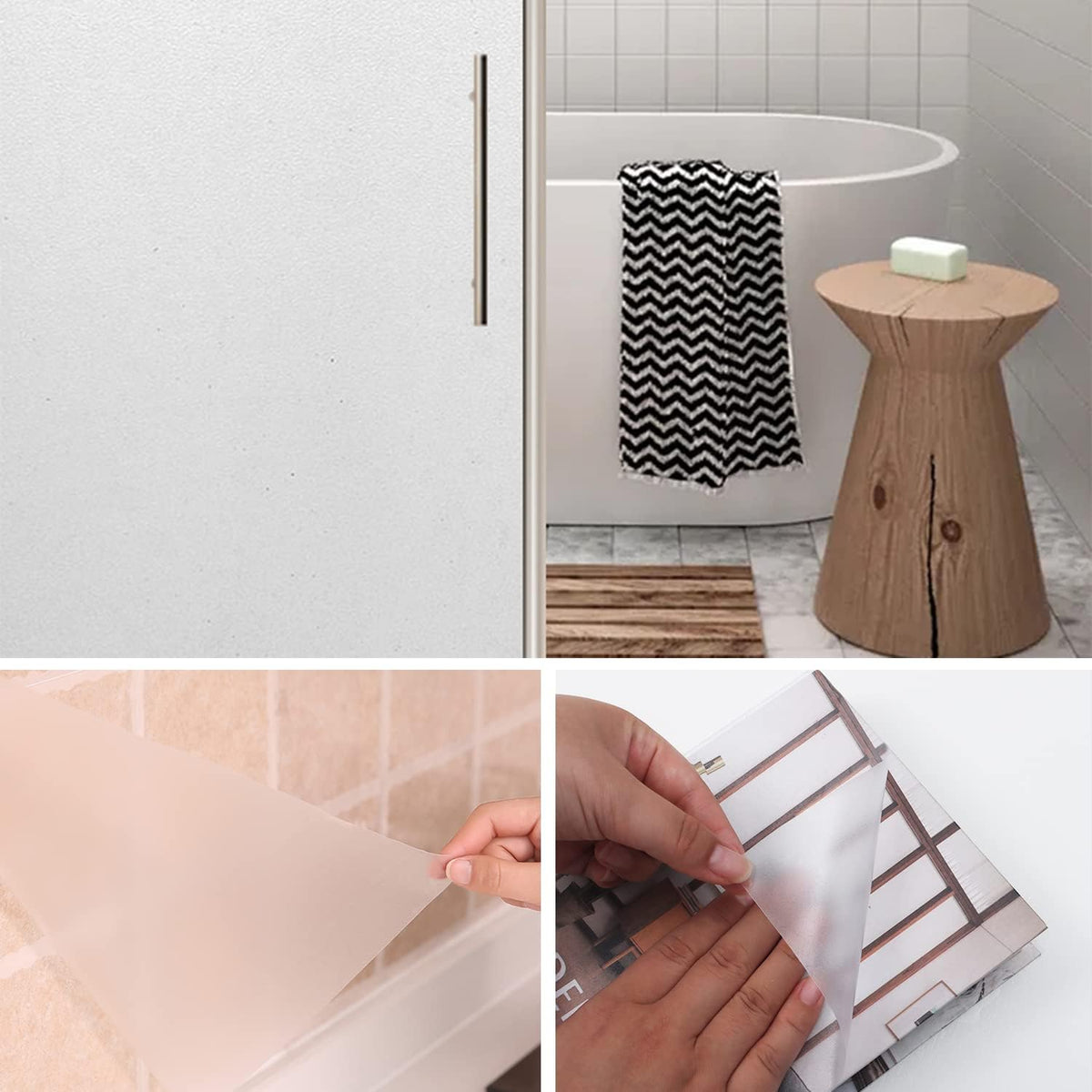 Ismoon Frosted Contact Paper 17.7''x118'' Window Privacy Film Frosted Glass Self-Adhesive Paper Removable Protective Film Waterproof Liner Drawer Shelf Kitchen Cabinet Desk Fridge Roll