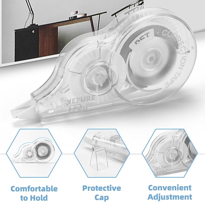 40 Pcs Correction Tape, 39.4 Ft White Wrong Out Tear-Resistant Bulk, Instant Corrections Easy To Use Applicator for School, Office, Note Taking, Journal (Tape Width 0.2 in, Clear)