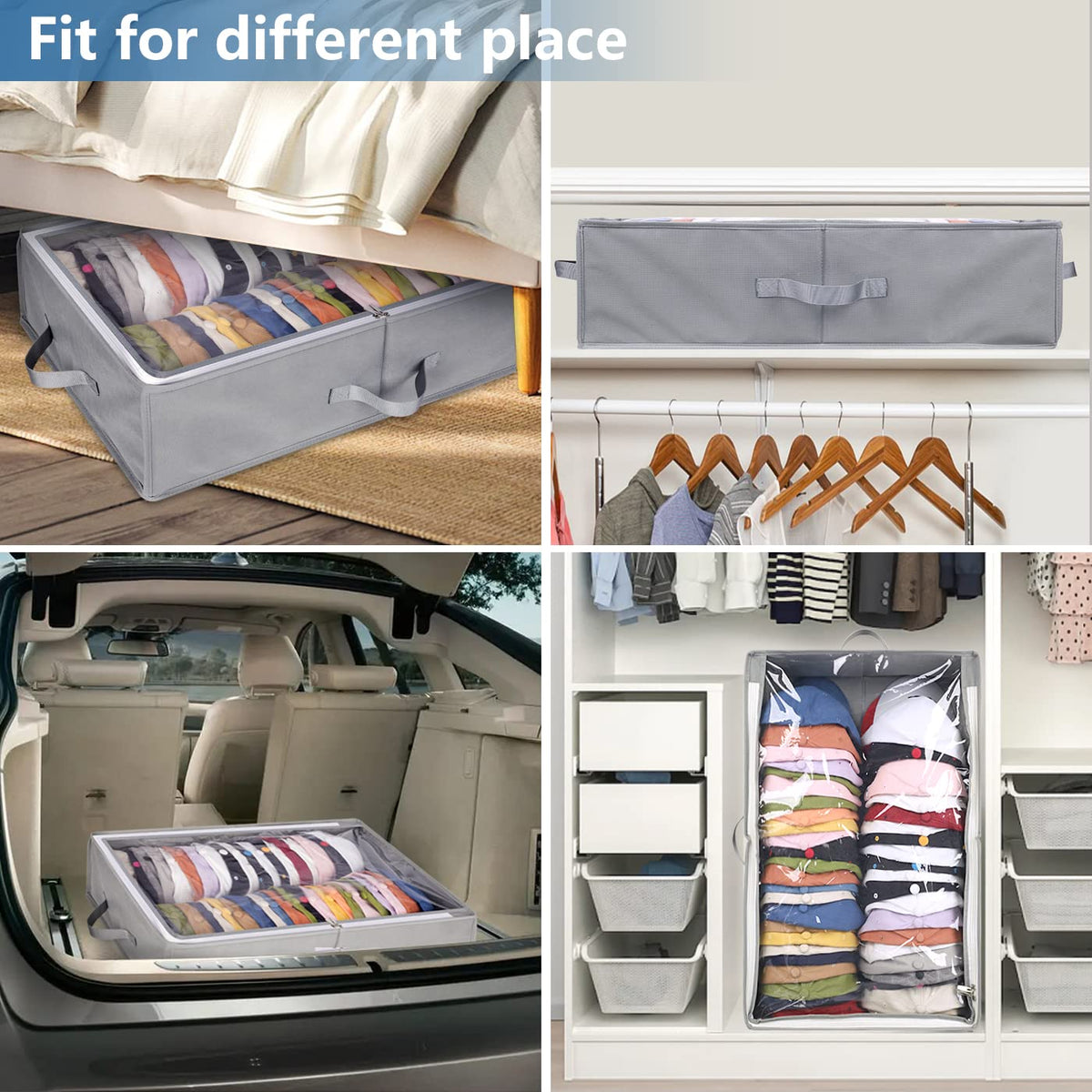 AOODA Large Hat Storage Box for Baseball Caps, Holds Up to 50 Caps Wide Hat Organizer for Closet with Cardboard, Under Bed Snapback Holder, Grey