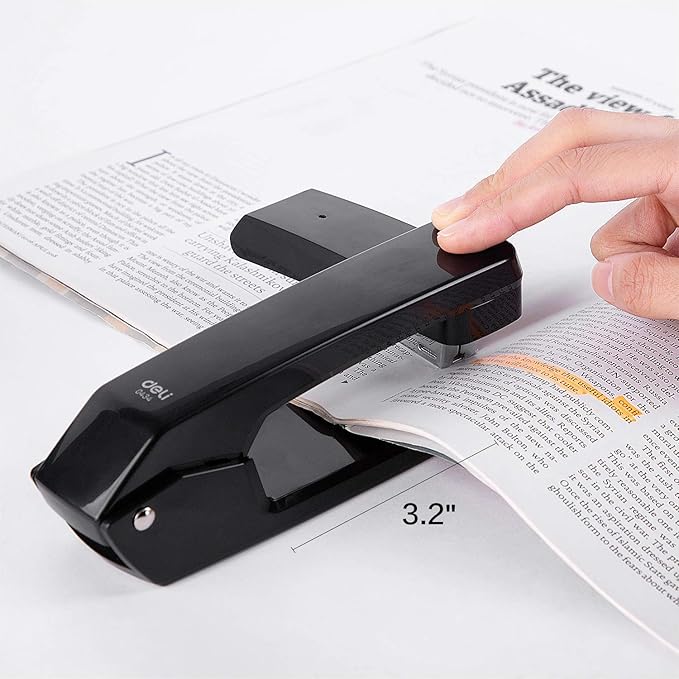 Deli Swing-Arm Swivel Stapler, 25 Sheet Capacity, 360 Degree Rotate Desktop Staplers for Booklet or Book Binding, Black