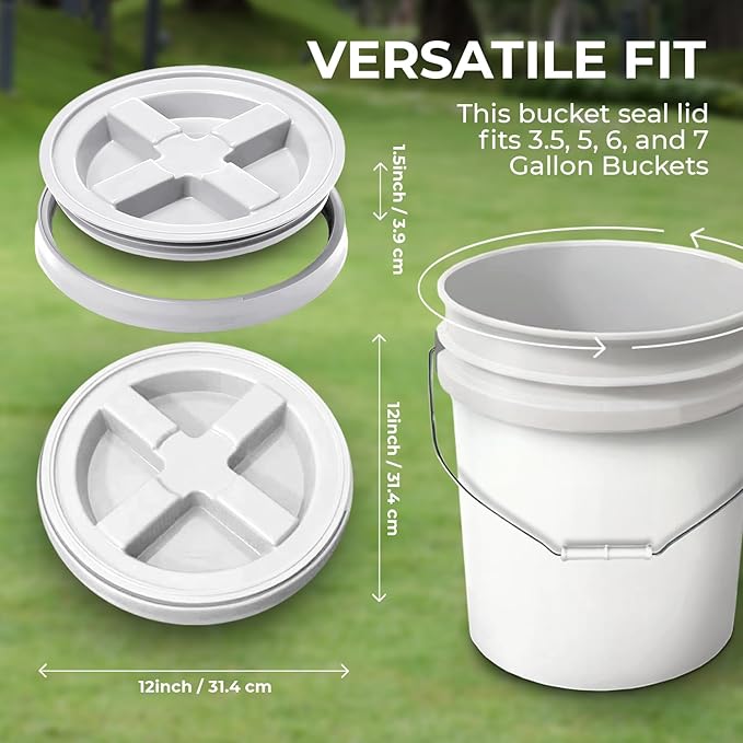 5-Gallon Yellow Bucket Pail with Gamma Seal Screw on Airtight Lid, Metal Handle with Plastic Grip for Easy Carrying, Easy Stack and Store, Heavy-Duty 90MIL Extra Durable, Food Grade, BPA Free - 3 Pack