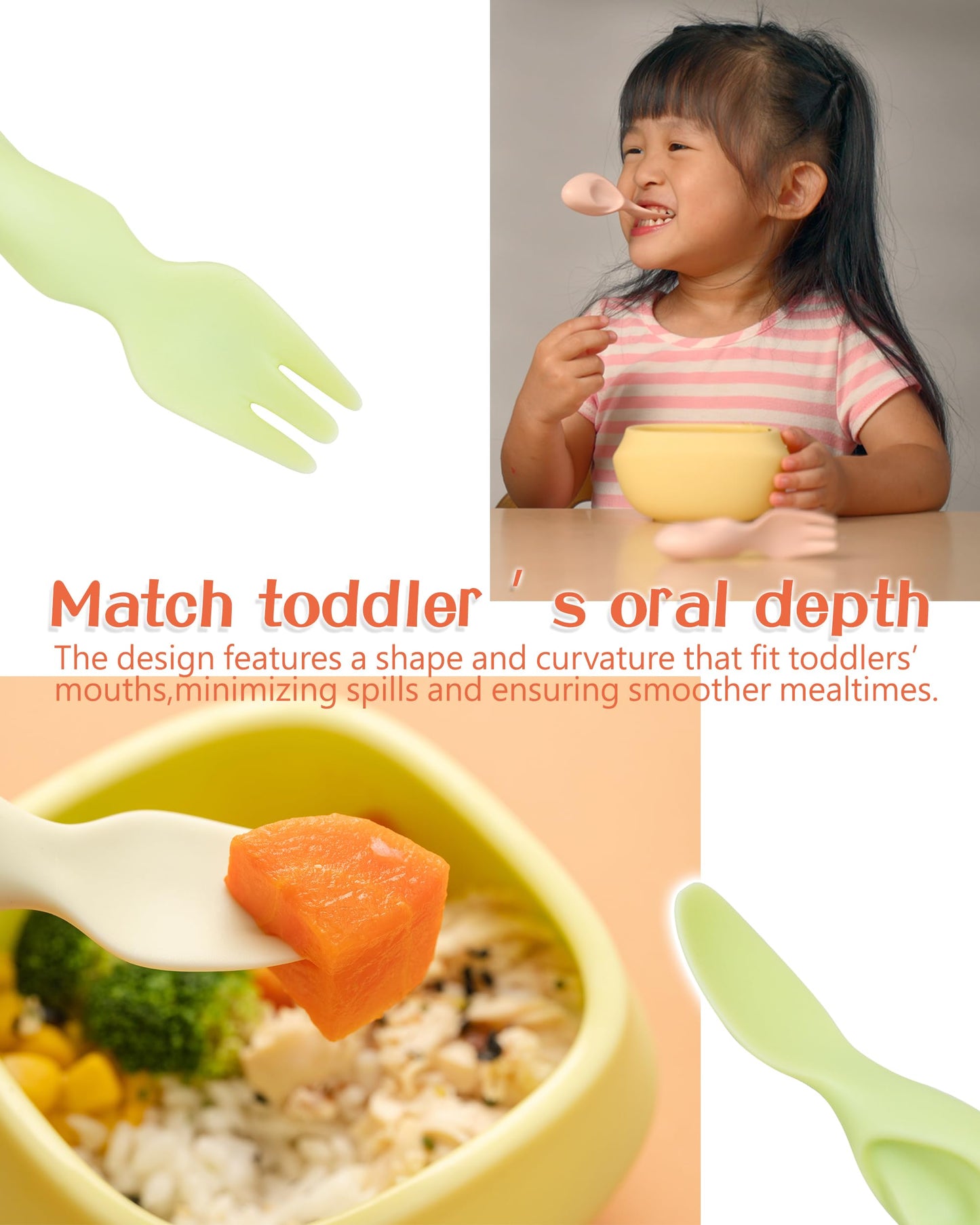 Tiny Genius Toddler Utensils Set Ergonomic Fork and Spoon and Bowl Set Non-Slip Design for baby 1-4 Year Olds Self-Feeding BPA Free Silicone Microwave and Dishwasher Safe Fine Motor Skills (Blue)