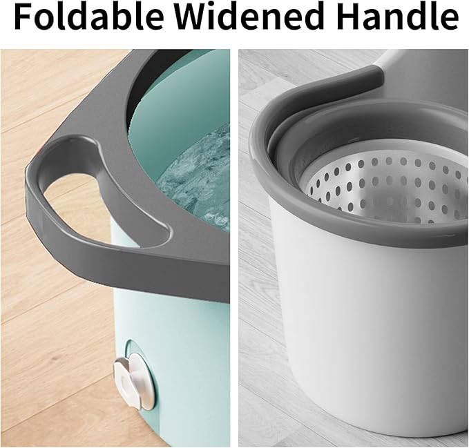 Spin Mop and Bucket with Separate Dirty and Clean Water,360° Spin Mop and Bucket System with Widening Foldable Handle,2 Replaceable Mop Pads,Square Mop for Floor Hardwood Tile Marble Wall Cleaning